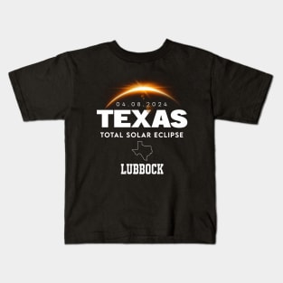 Total Solar Eclipse 2024 Lubbock Texas Kids T-Shirt